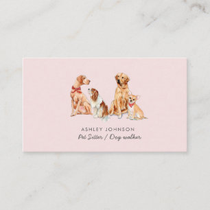 Haustiersitting Hunde Spaziergang pink Geschäftska Visitenkarte