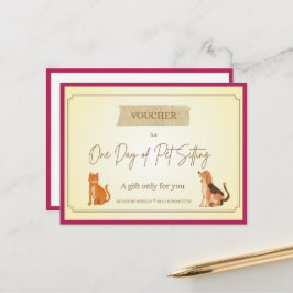 'Haustiersitting' Lustiger Geschenkgutschein Postkarte