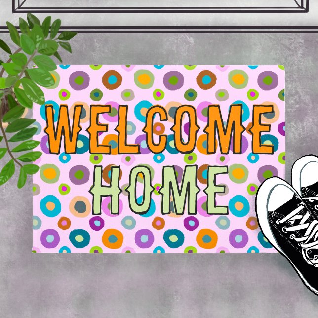 Haustür lustige bunt Begrüßung Zuhause pink Fußmatte (Von Creator hochgeladen)