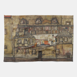 Hauswand am Fluss von Egon Schiele Geschirrtuch