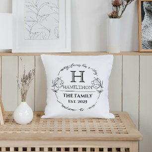 Hauswärmung Familie Monogram Blumenhaus Neues Haus Kissen