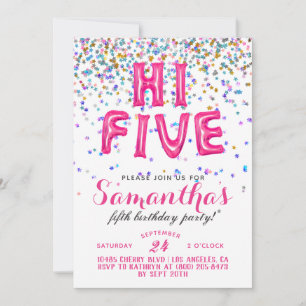 Haut 5 5e anniversaire Confetti Invitation