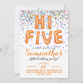 Haut 5 5e anniversaire Confetti Invitation