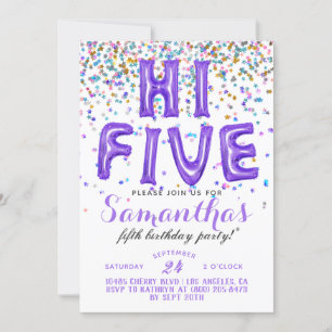 Haut 5 5e anniversaire Confetti Invitation
