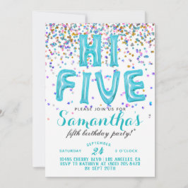 Haut 5 5e anniversaire Confetti Invitation