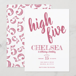 Haut Cinq cinquième anniversaire Invitation rose