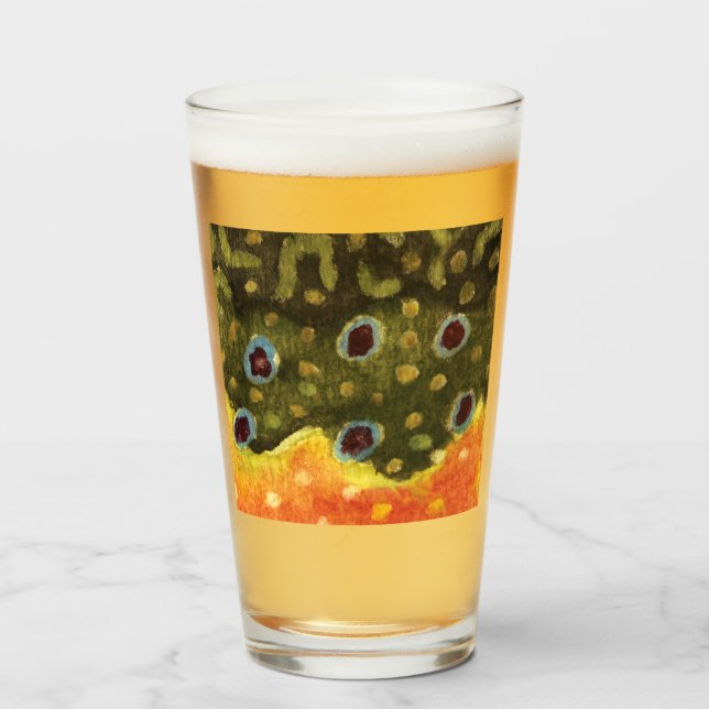 Haut der Bachforelle - Fisch, Fischerei, Angeln Glas (Vorne (Gefüllt))