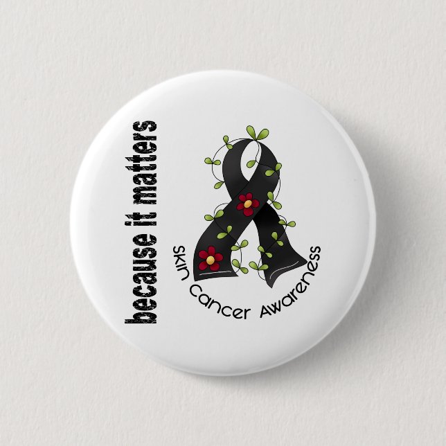 Haut-Krebs-Blumen-Band 3 Button (Vorderseite)