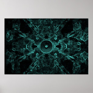 Haut-parleur de musique verte sur une affiche arri