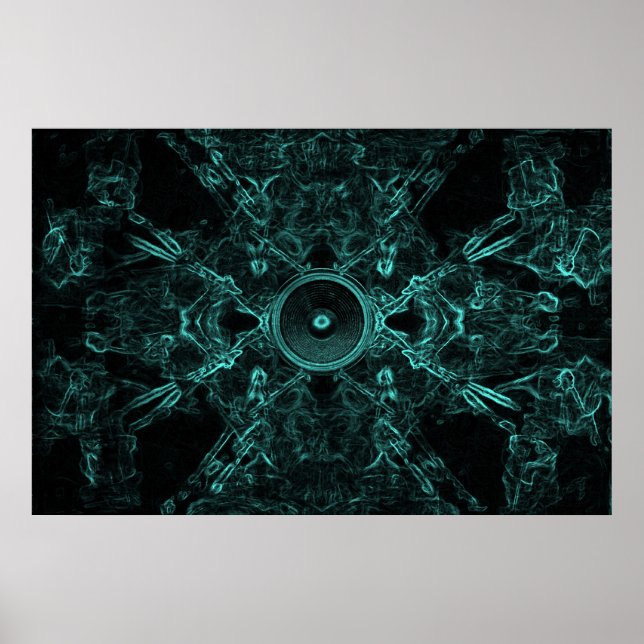 Haut-parleur de musique verte sur une affiche arri (Devant)