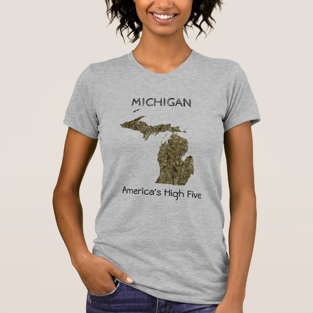 Haut T-shirt cinq du Michigan - de l'Amérique (Devant)
