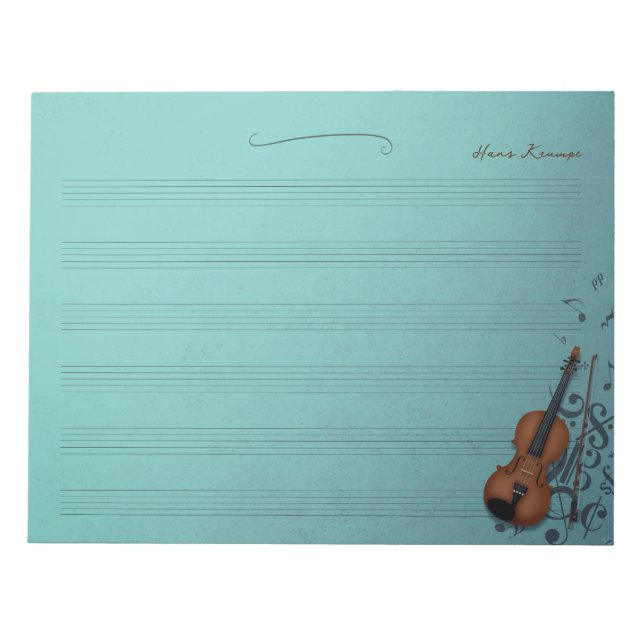 Haute Bohème Turquoose Violin Music Manuskript Notizblock (Vorderseite)