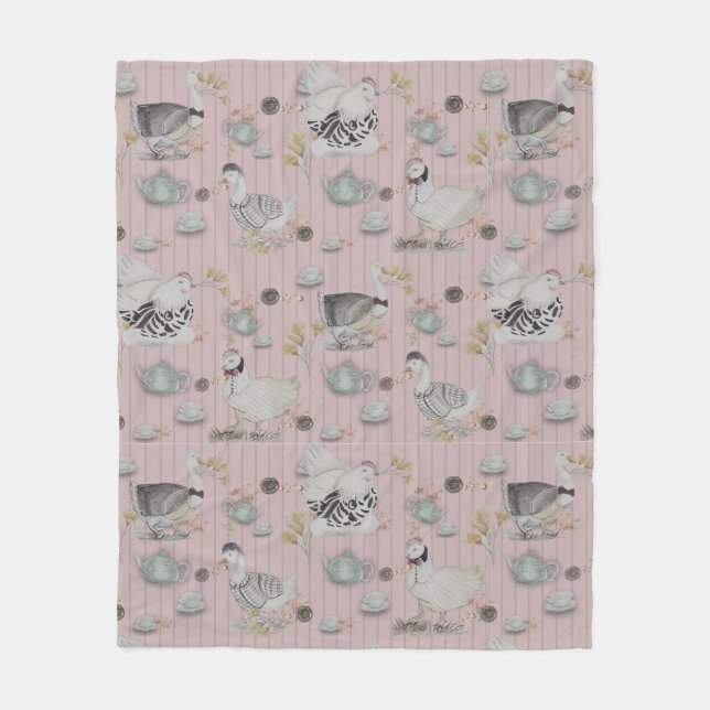 Haute Couture Chicken Print Fleecedecke (Vorderseite)