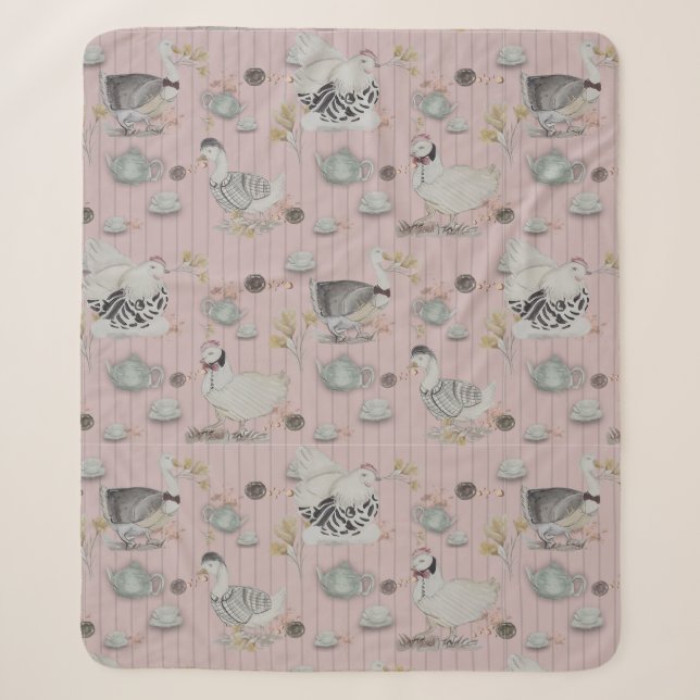 Haute Couture Chicken Print Sherpadecke (Vorderseite)