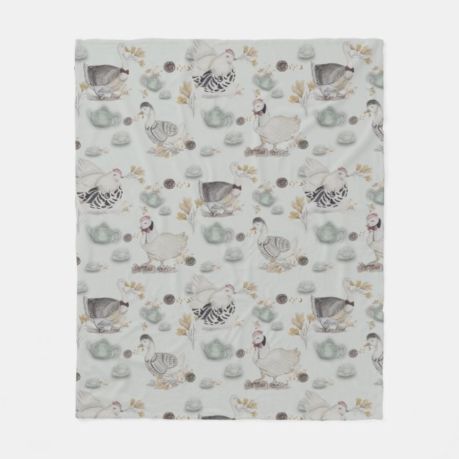 Haute Couture Ducks & Chicken Baby Fleecedecke (Vorderseite)