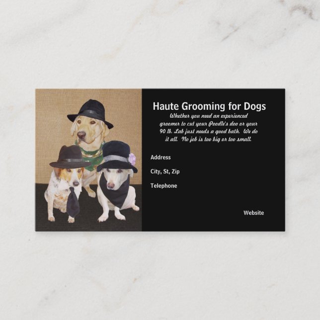 Haute, das für Hunde sich pflegt Visitenkarte (Vorderseite)