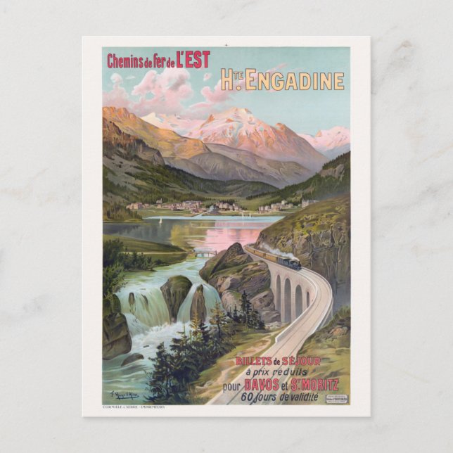 Haute Engadine Schweiz Vintage Poster 1910 Postkarte (Vorderseite)