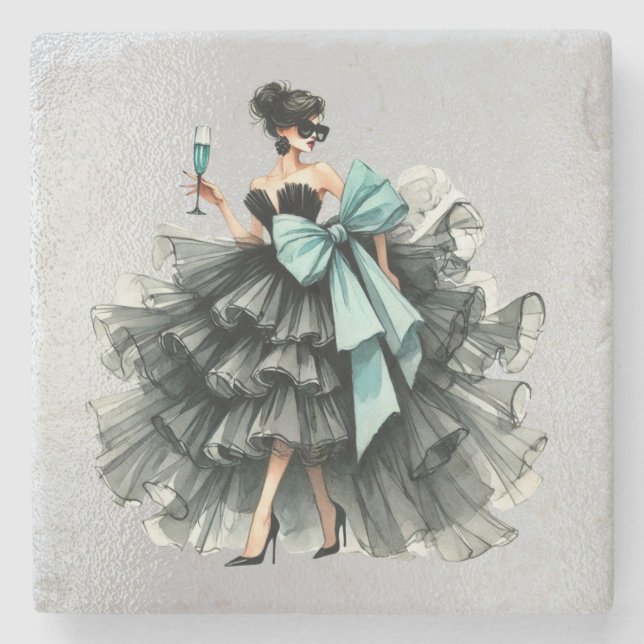 Haute Glam Gown, Tiff Blue Bow und Shades Steinuntersetzer (Vorderseite)