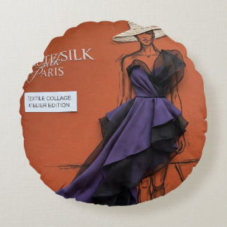 "Haute Silk Paris" verbranntes Orange Rundes Kissen