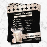 Hautreinigung Haushaltshilfe Geometrisches schwarz Flyer<br><div class="desc">Zuhause Cleaning Service Geometric Gold Glitzer Housekeeping Flyer.</div>