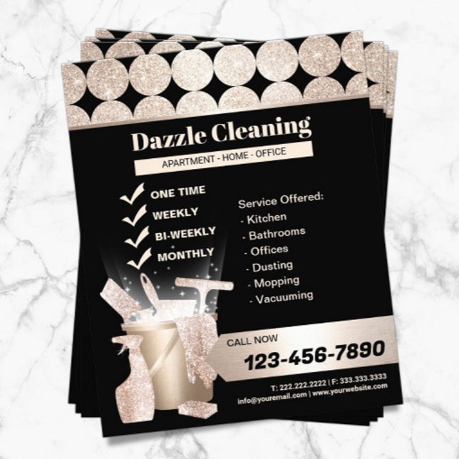 Hautreinigung Haushaltshilfe Geometrisches schwarz Flyer (Von Creator hochgeladen)