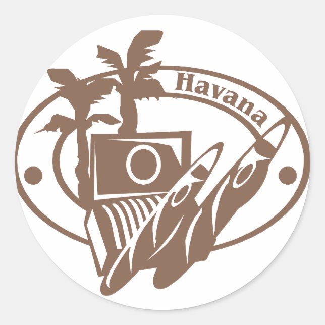 Havana-Briefmarke Runder Aufkleber (Vorderseite)