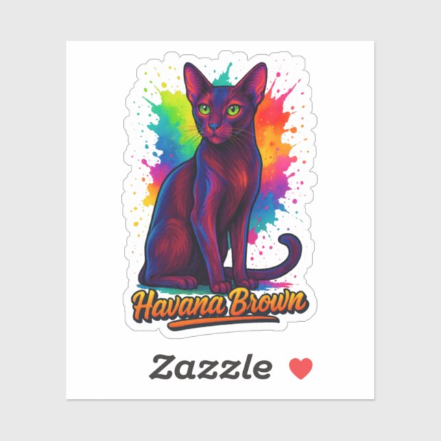 Havana Brown Cat Pop Kunst, Dichtung und Musik Aufkleber (Blatt)