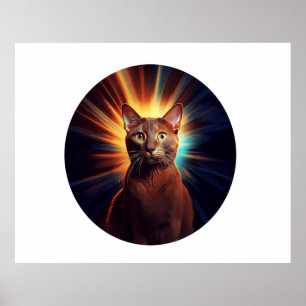 Havana Brown Cat (Rasse mit sternigem Hintergrund) Poster