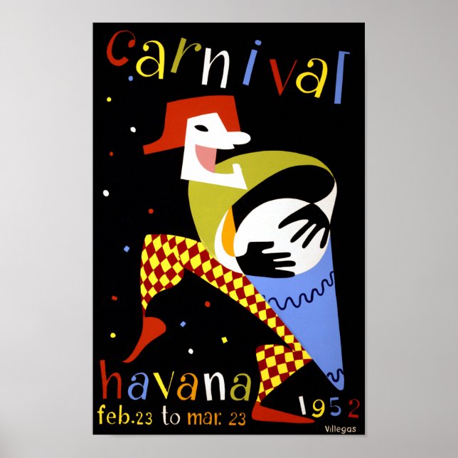Havana Carnival Vintage Travel Poster (Vorne)