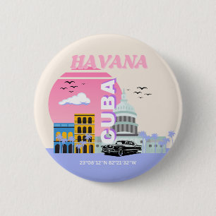 Havana Cuba Art Button