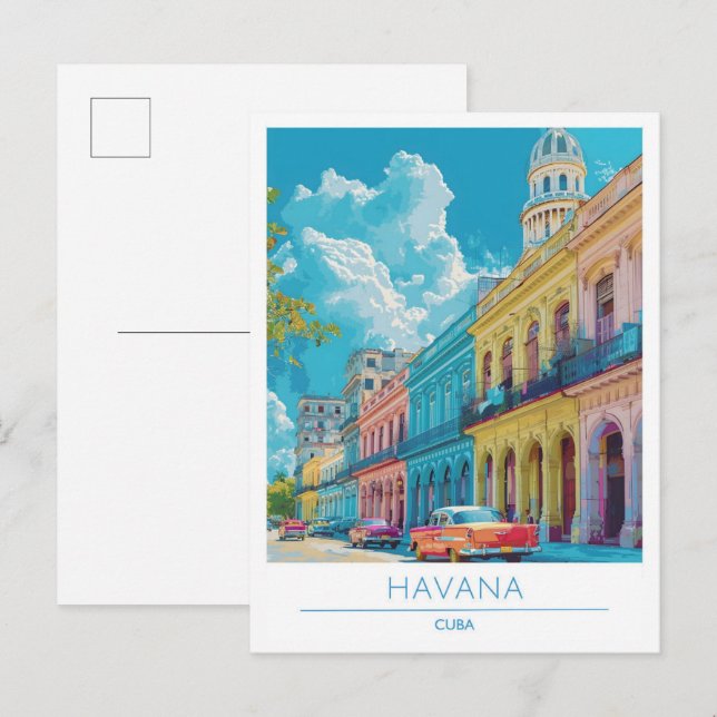 Havana Cuba Art Vintage Reise Postkarte (Vorne/Hinten)