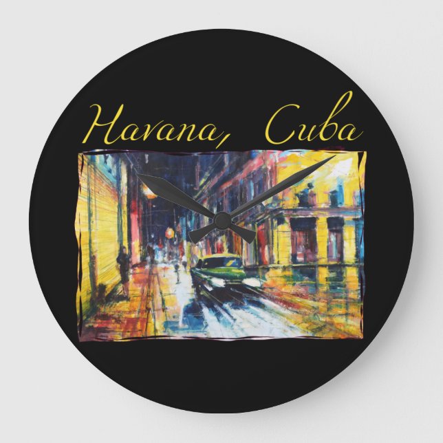 Havana Cuba - Habana Vieja Night Scene Große Wanduhr (Vorderseite)