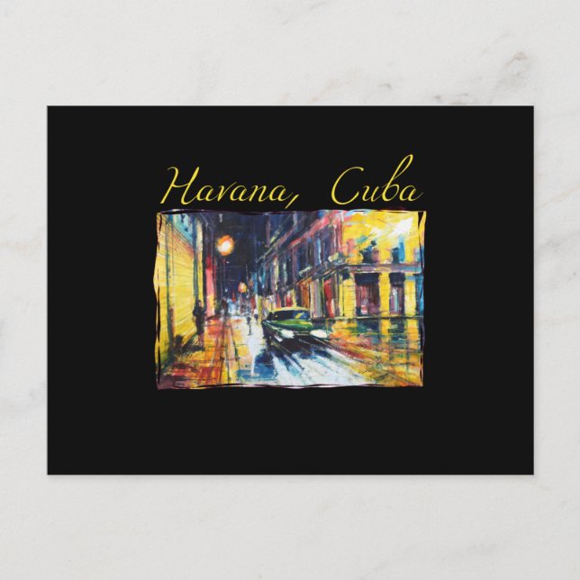 Havana Cuba - Habana Vieja Night Scene Postkarte (Vorderseite)
