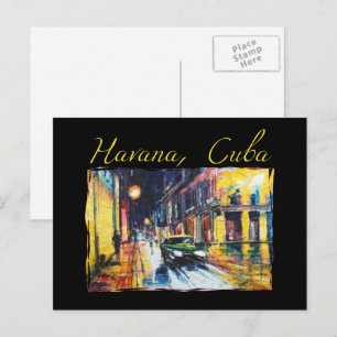 Havana Cuba - Habana Vieja Night Scene Postkarte