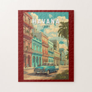 Havana Cuba Illustration Travel Art Vintag