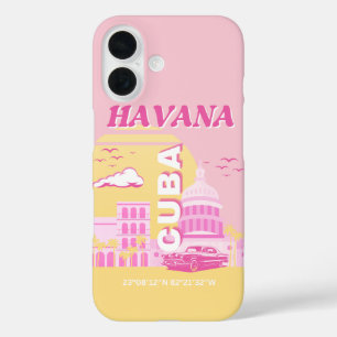 Havana Cuba Pink Preppy Art iPhone 16 Hülle
