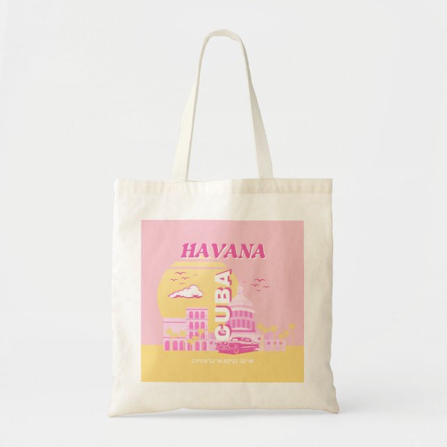Havana Cuba Pink Preppy Art Tragetasche (Vorne)