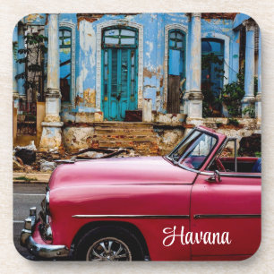 Havana Cuba Red Vintage Car Getränkeuntersetzer