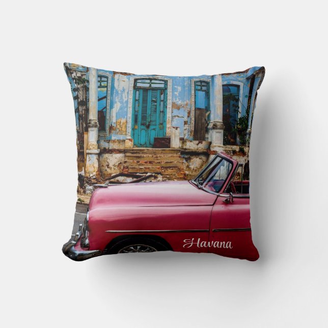 Havana Cuba Red Vintage Car Kissen (Vorderseite)