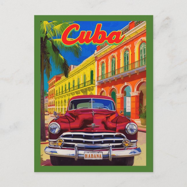 Havana Cuba Retro Travel - Koloniales Altes Auto Postkarte (Vorderseite)