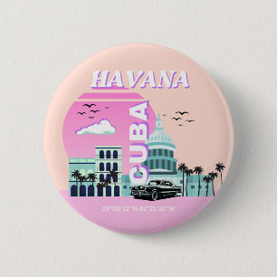 Havana Cuba Rosa Button