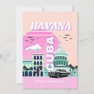 Havana Cuba Rosa Feiertagskarte