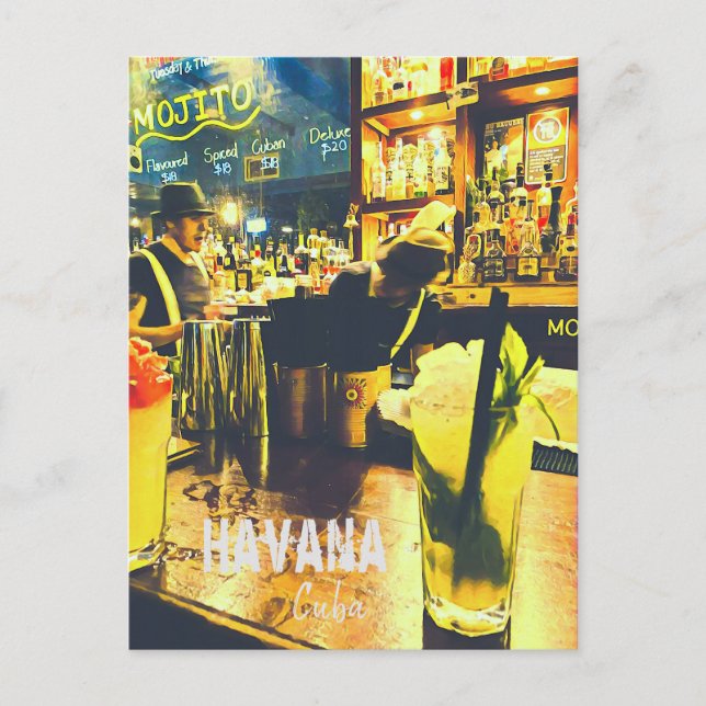 Havana Kuba Reiseprint Mojito Bar Postkarte (Vorderseite)