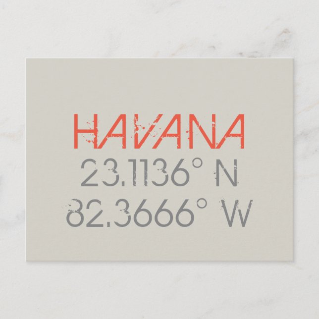 Havana Longitude Latitude Postkarte (Vorderseite)