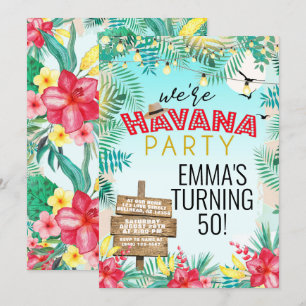 Havana Nächte Retro Tropical Floral Einladung