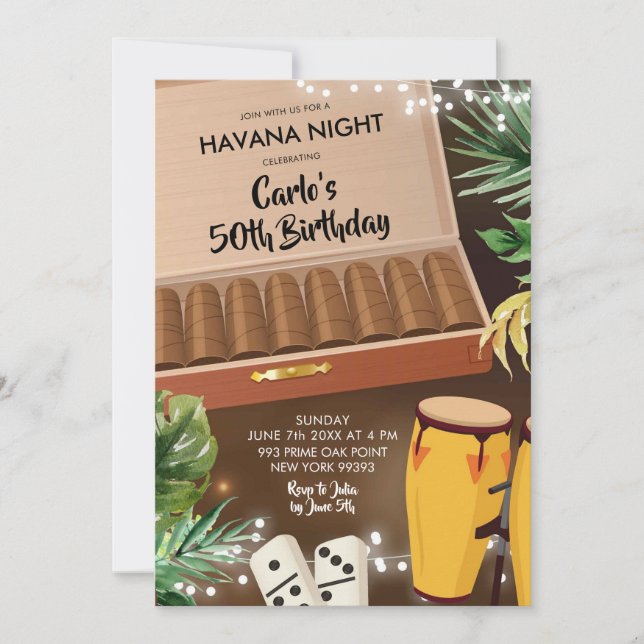 Havana Night Beach Einladung zum Geburtstag (Vorderseite)