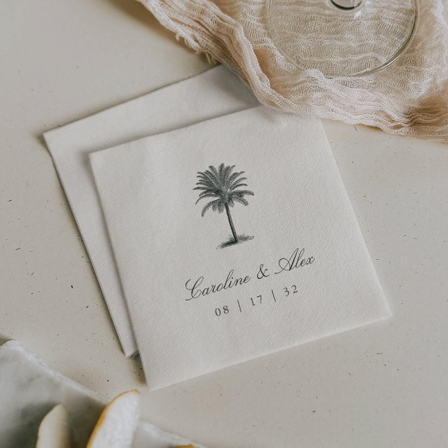 Havana Palm | Elegante Vintage Palm Tree Wedding Serviette (Von Creator hochgeladen)