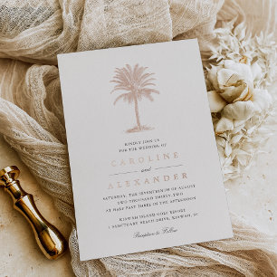 Havana Palme Vintage Palmenbaum-Hochzeit Folieneinladung