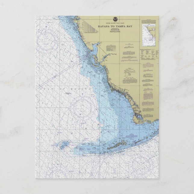 Havane à Tampa Bay Floride Carte Nautique Postcar (Devant)