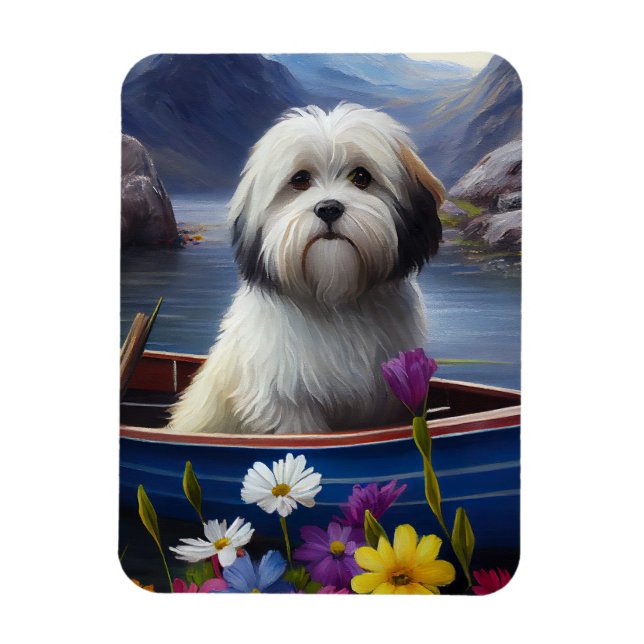 Havanese auf dem Paddle: Ein Landschaftliches Aben Magnet (Vertikal)